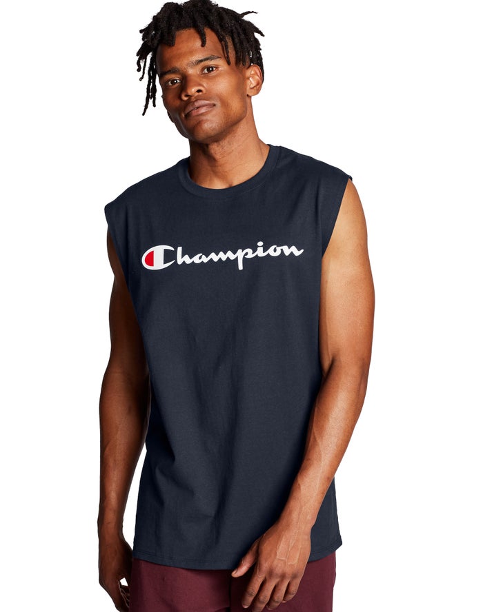 Camiseta Sin Manga Champion Hombre - Classic Jersey Script Logo ( Azul Marino ) 6298753-NM